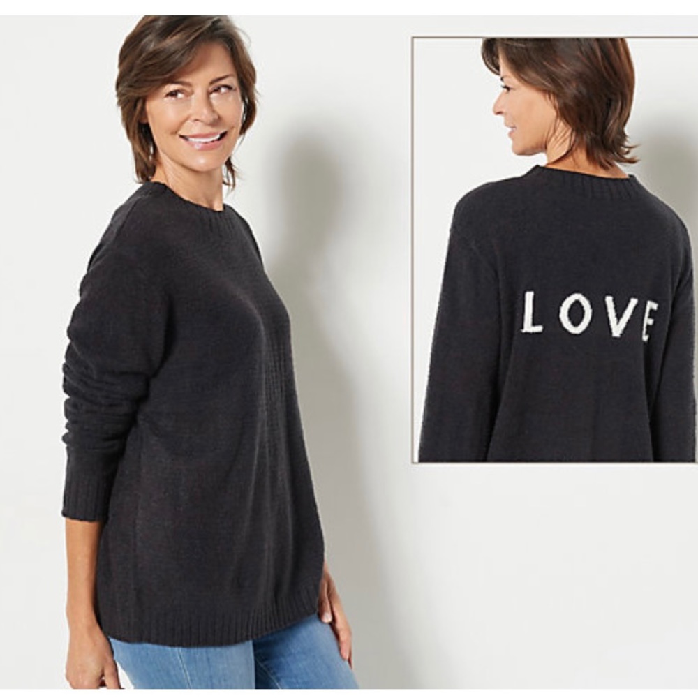 Peace Love World Chenille Sweater, “Love” on back